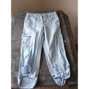 New York & Company Womens Light Blue Ripstop Cotton Cargo Pants Size 12 Utility